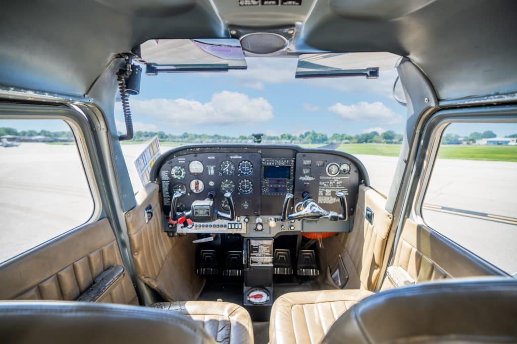 Student pilot training in a Cessna aircraft
