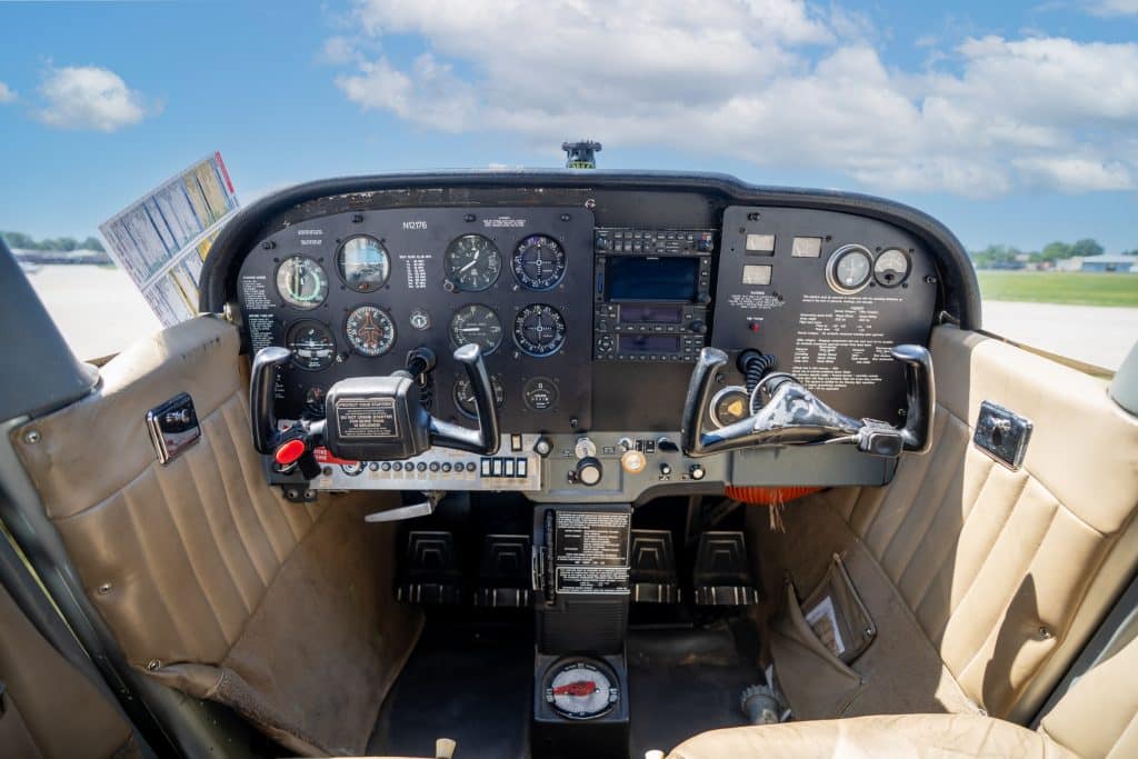 Student pilot training in a Cessna aircraft