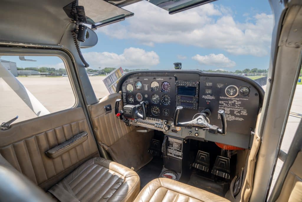 Student pilot training in a Cessna aircraft