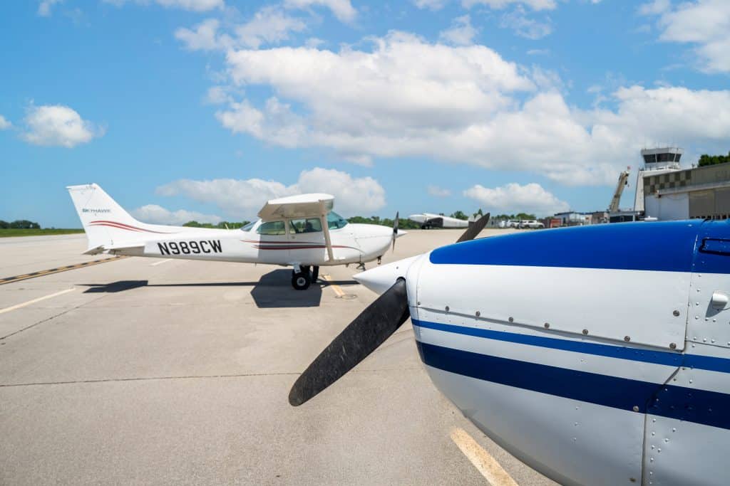 Cessna aircraft on runway at Bowman Field