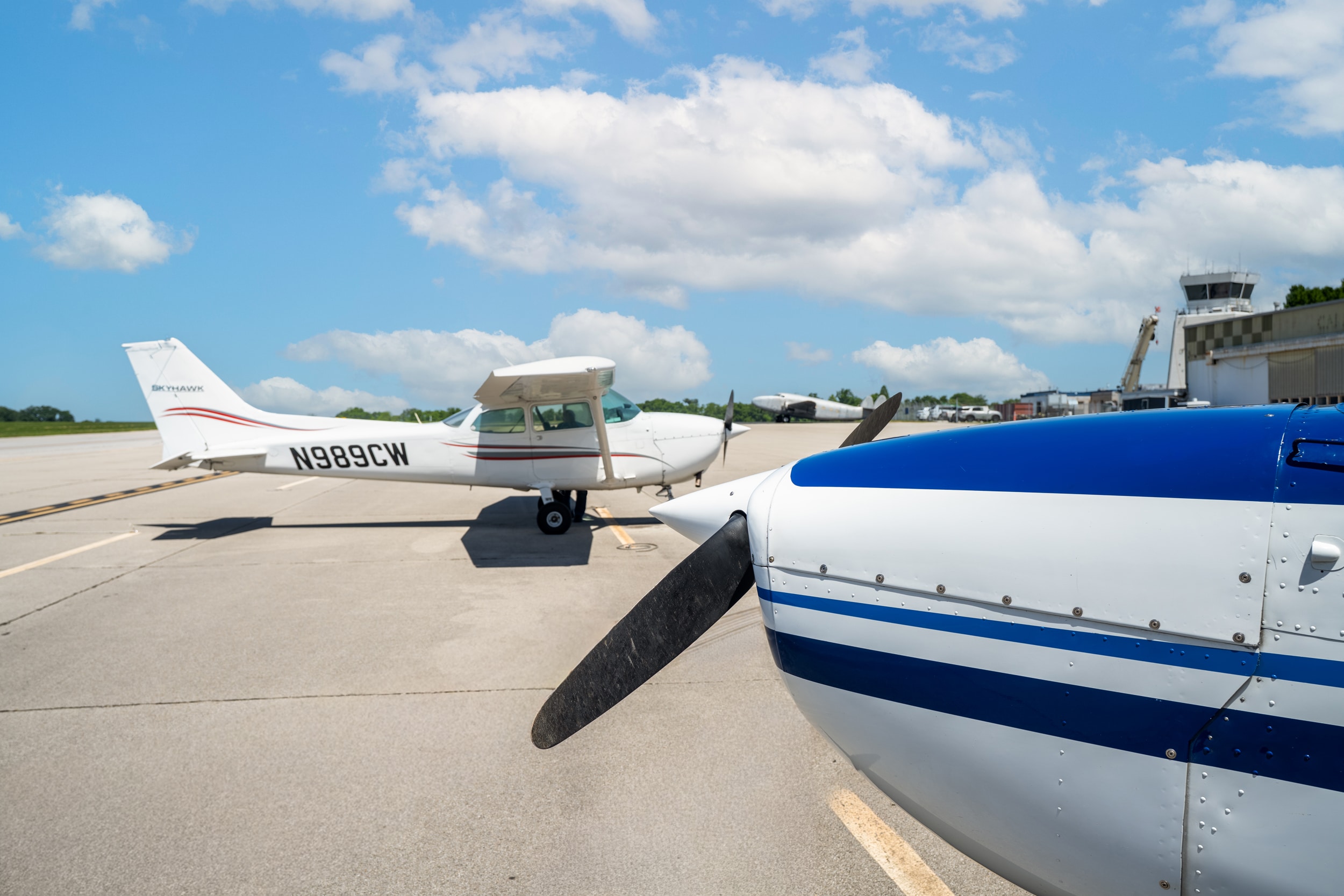 Cessna aircraft on runway at Bowman Field