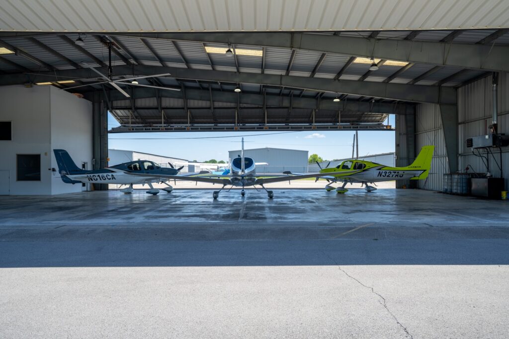 Cardinal Wings aircraft in the hangar at Bowman Field