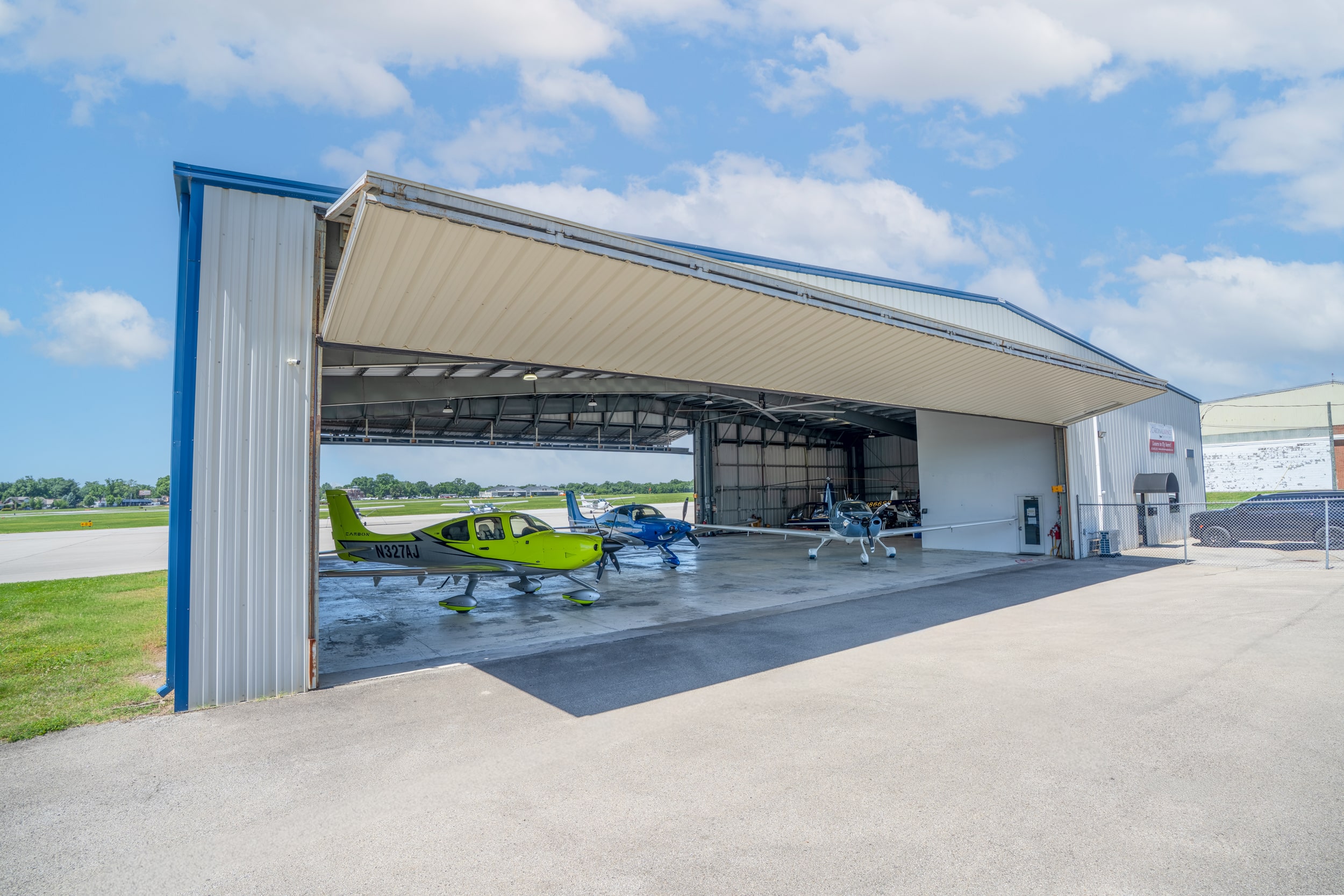 Modern Cirrus airplane on airport ramp